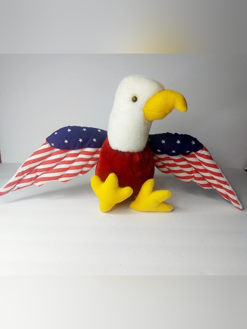 Vintage King Plush American Bald Eagle With American Flag Wings Toy Plush.